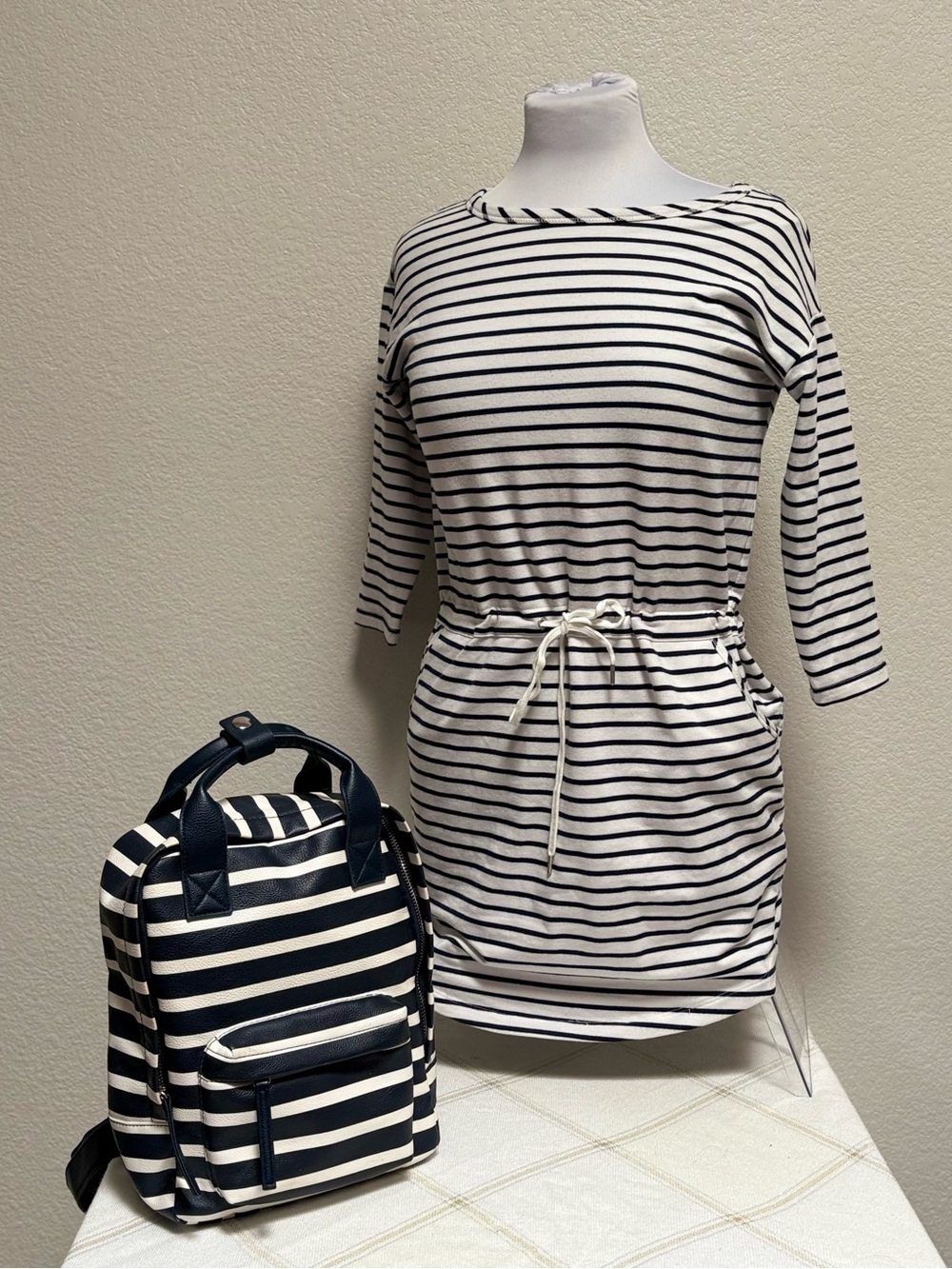 Sunday Navy and White Striped Tunic